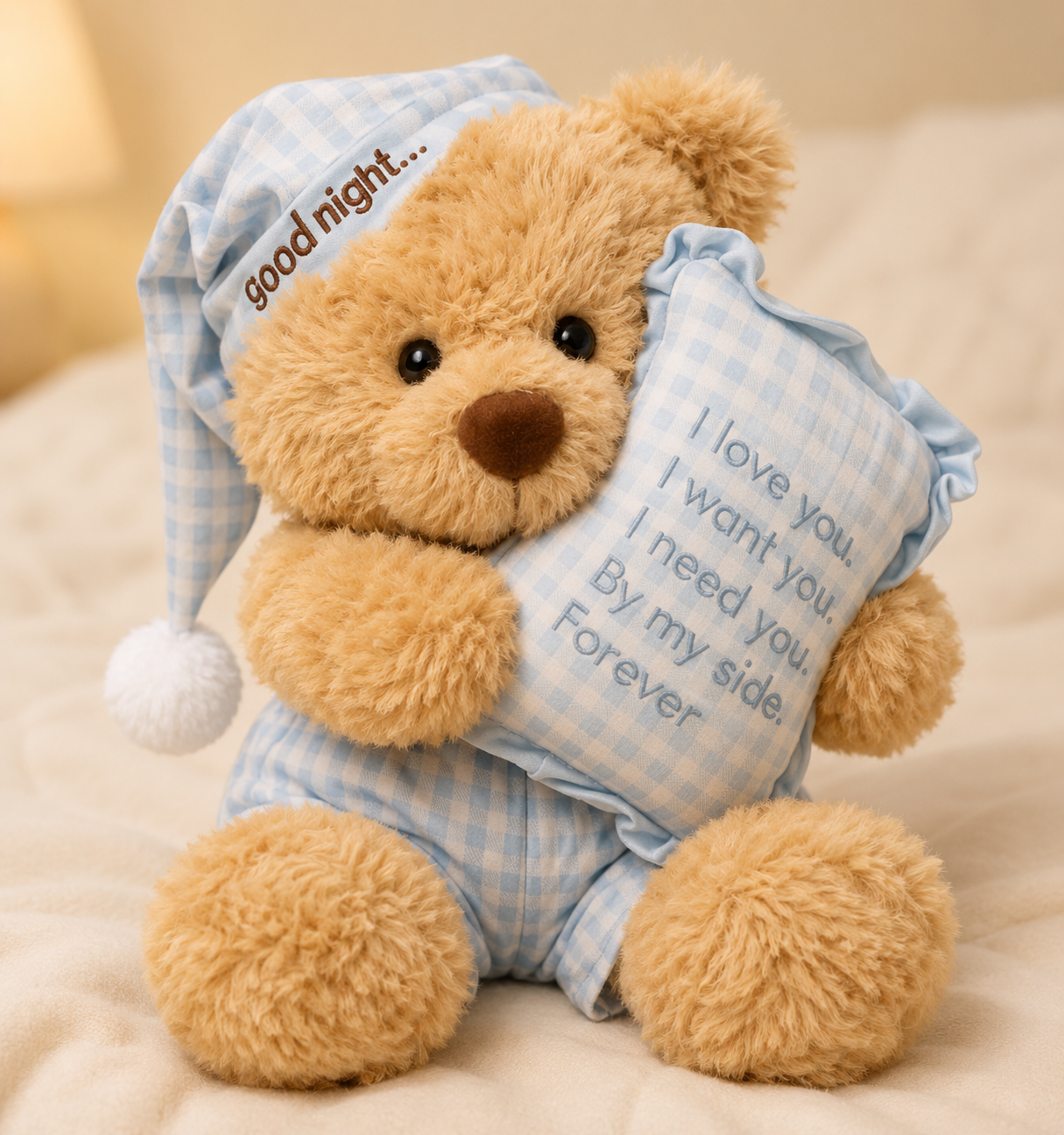 Pajama-clad teddy bear plush toy